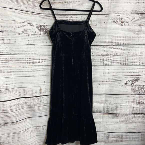 Mo:vint New York Dress Womens Sz Small velvet Black spaghetti strap Boho Gothic - Picture 7 of 12